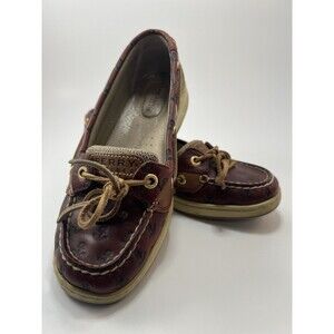 Sperry Top Sider women’s leather size 6 burgundy and tan anchor design